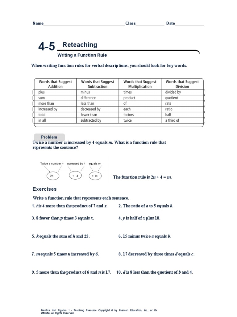 Writing Function Rules  PDF In Writing A Function Rule Worksheet