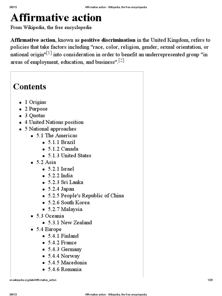Affirmative Action - Wikipedia, The Free Encyclopedia | PDF ...