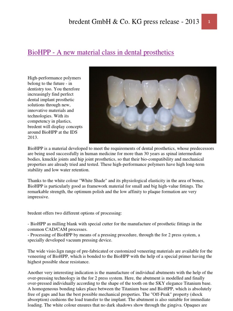 BioHPP A new material class in dental prosthetics Dental Implant