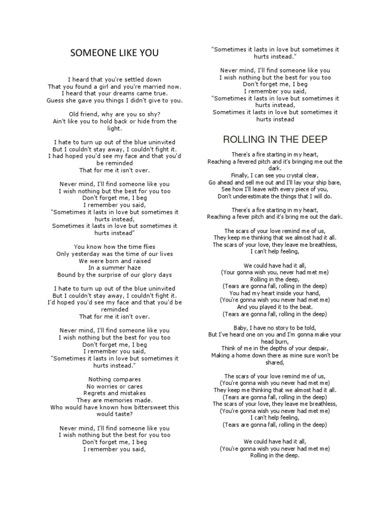 Song Lyrics | PDF | Songs | Leisure