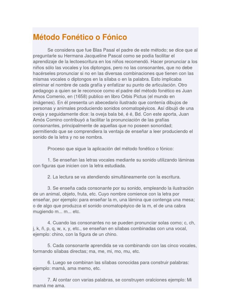 Método Fonético o Fónico | Palabra | Sílaba