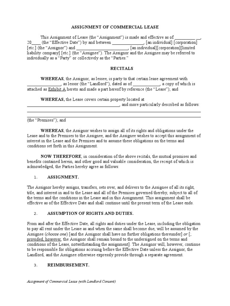 Assignment of lease agreement template image