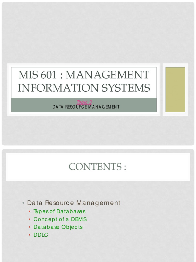 Mis 601: Management Information Systems | PDF | Computers
