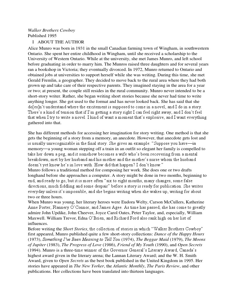 Walker Brothers Cowboy PDF Narration Short Stories