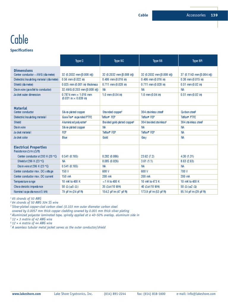 Cable Specifications and Properties | PDF