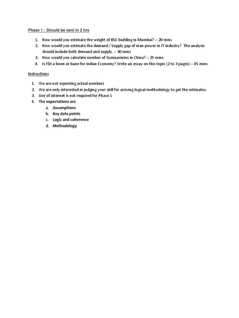 Analytical Assignment Guidelines for Candidates | PDF