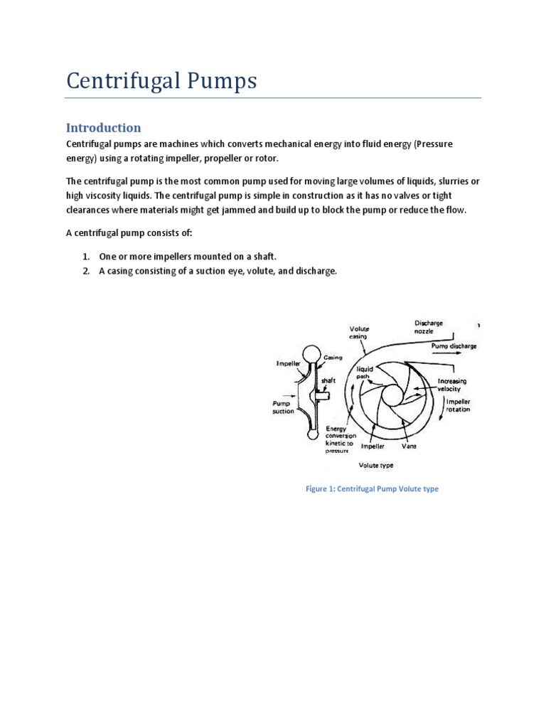Centrifugal Pumps Figure 1 Centrifugal Pump Volute Type PDF Pump