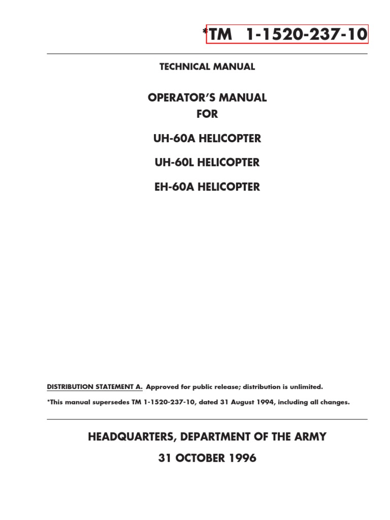 Op Manual Uh-60a Uh-60l Eh-60a Helicopter | PDF | Sikorsky Uh 60 Black ...