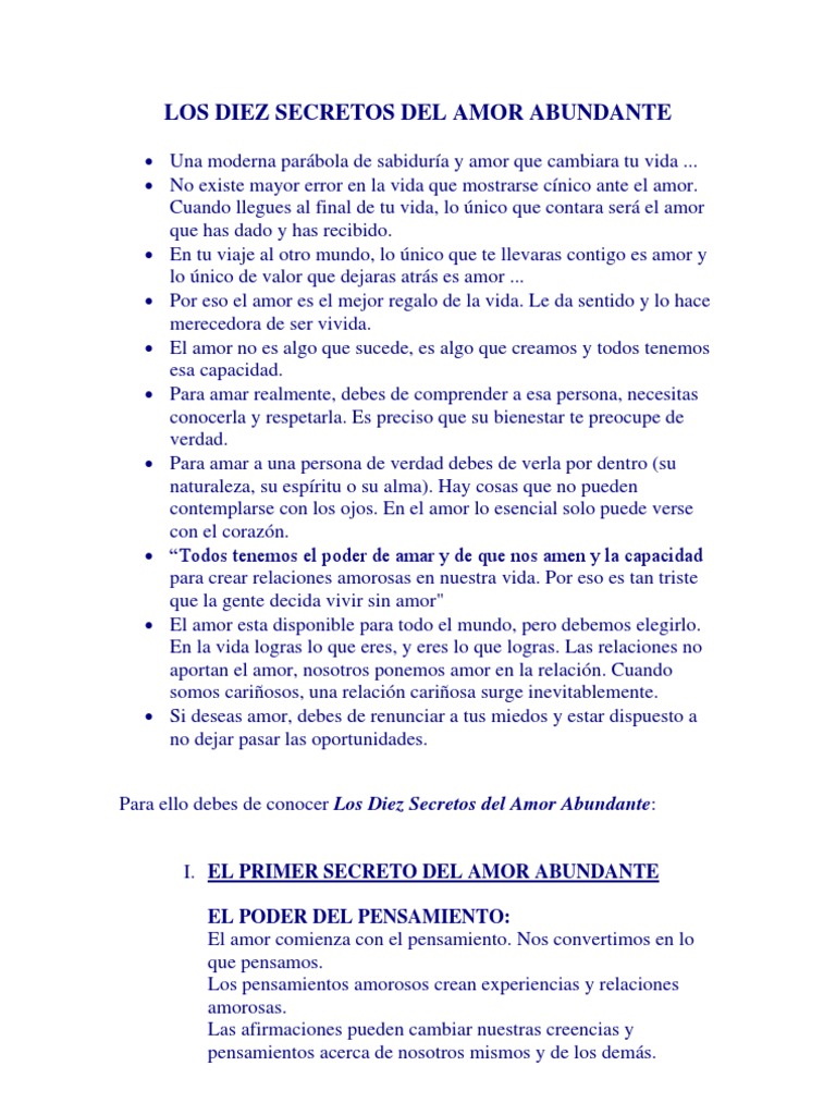 Diez Secretos del Amor Abundante | PDF | Salud y bienestar | Estilo de vida