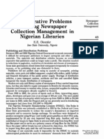 Administrative Problems Affecting Newspaper Collection Management in Nigerian Libraries