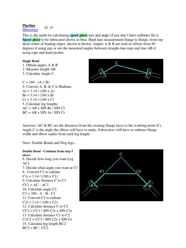 Spool Piece Size and Angle Calculation | PDF | Angle | Elbow