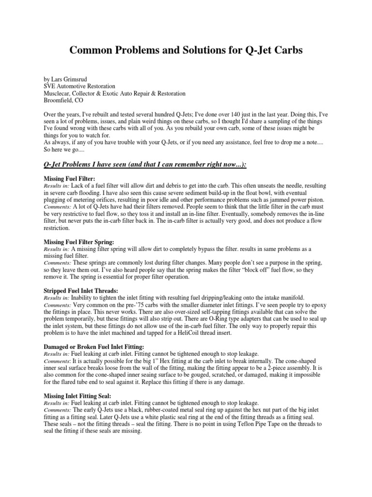 Quadrajet Tuning PDF Carburetor Throttle