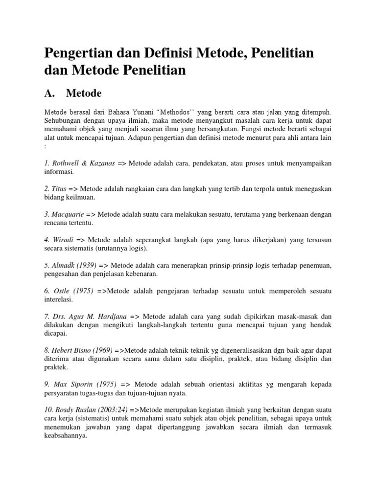 Definisi dan Pengertian Metode Penelitian | PDF | Sains & Matematika