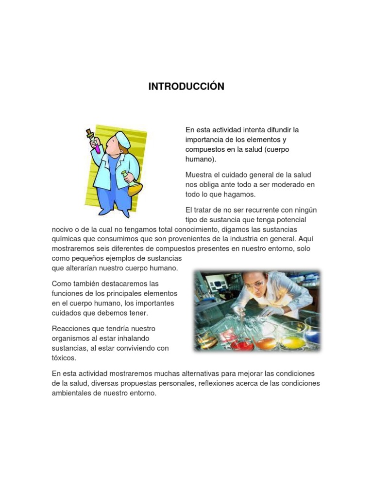 Importancia de Elementos en el Cuerpo Humano | PDF | Oxígeno | Calcio