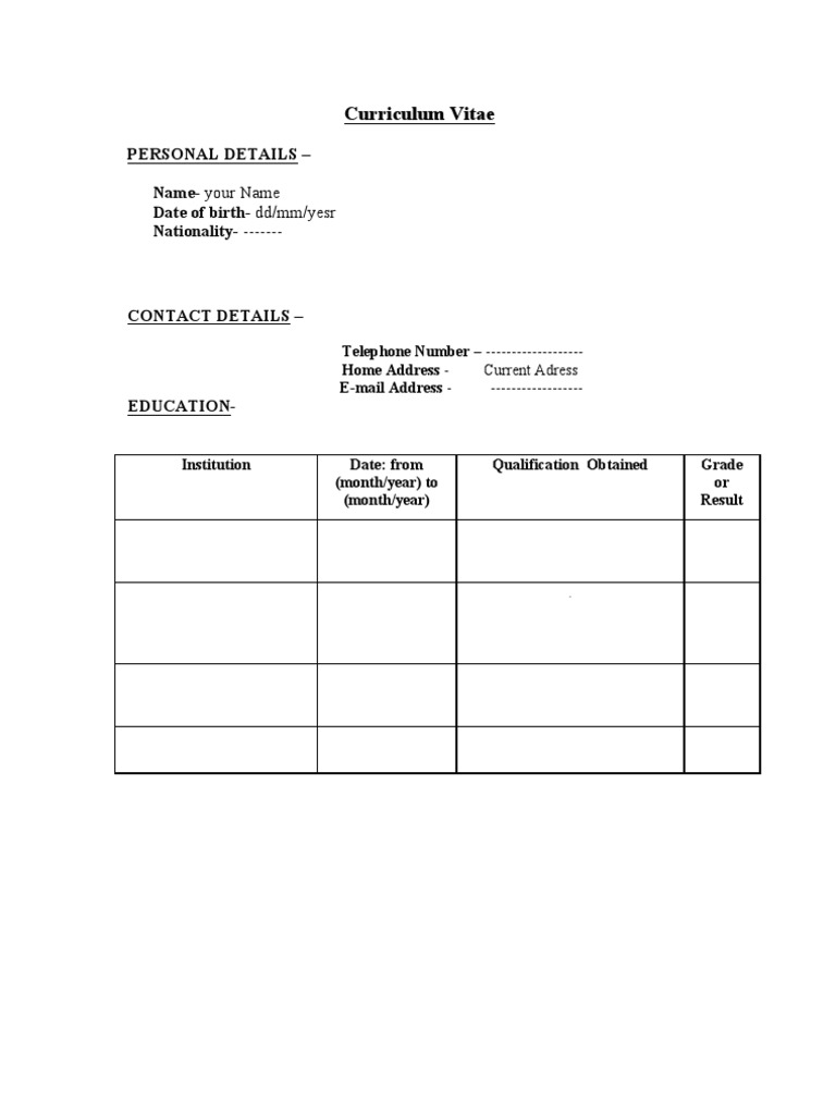 CV Personal Details and Format | PDF | Language Arts & Discipline