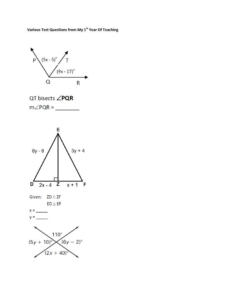 1st Year Test Questions | PDF