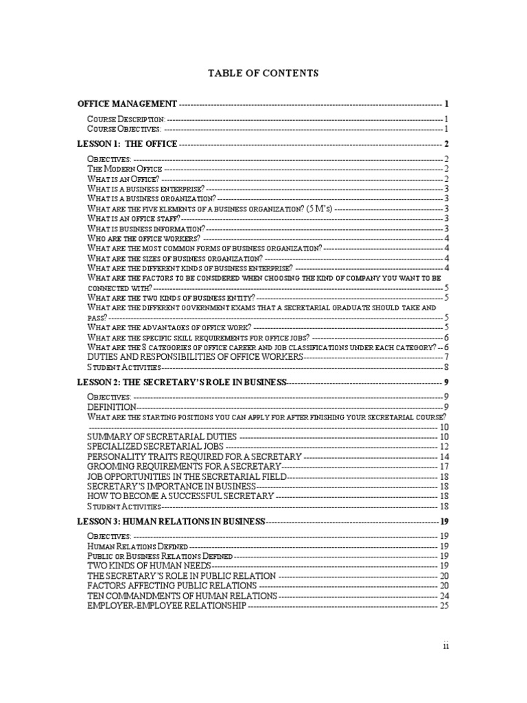 Office Management Course Manual PDF Secretary Business