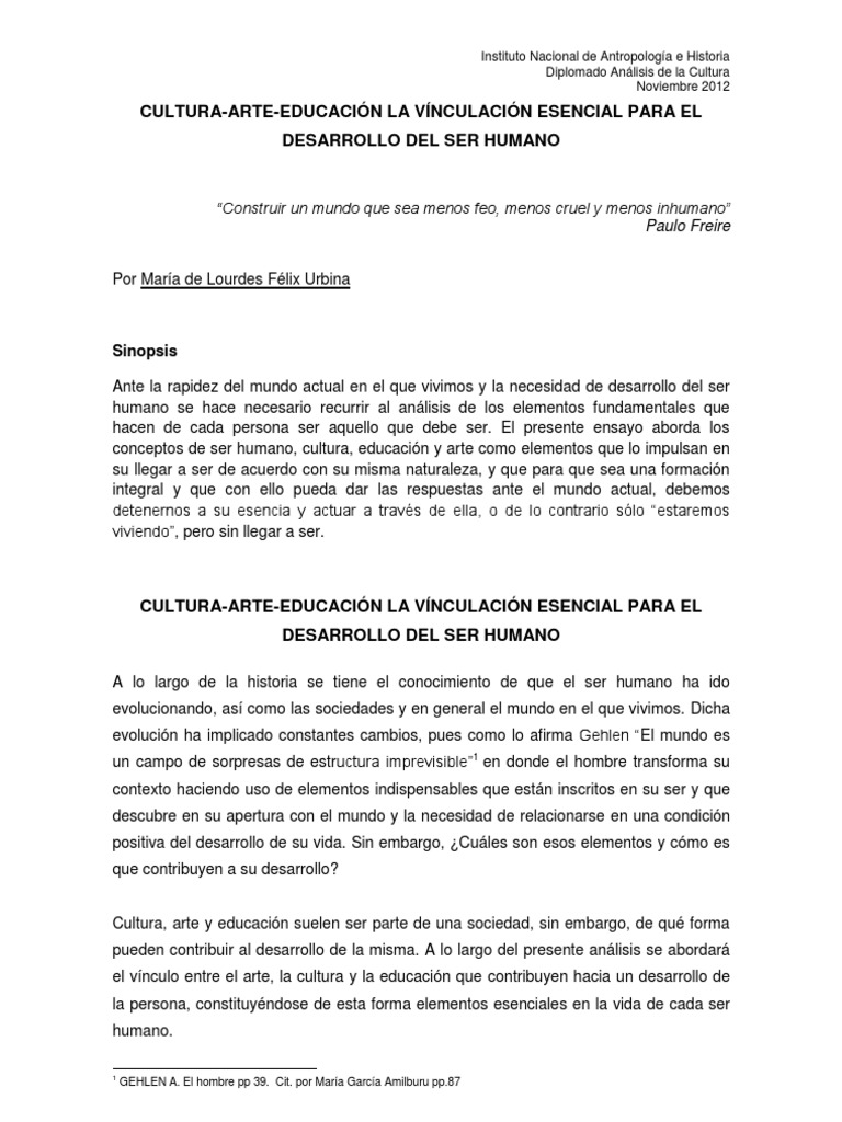 EnsayoLourdes Felix Urbina PDF Homo Sapiens Antropología