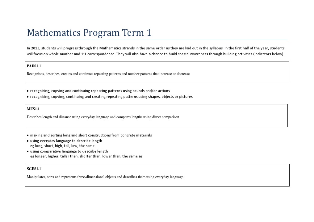 Term 1 Mathematics Curriculum Overview | PDF | Natural Number ...
