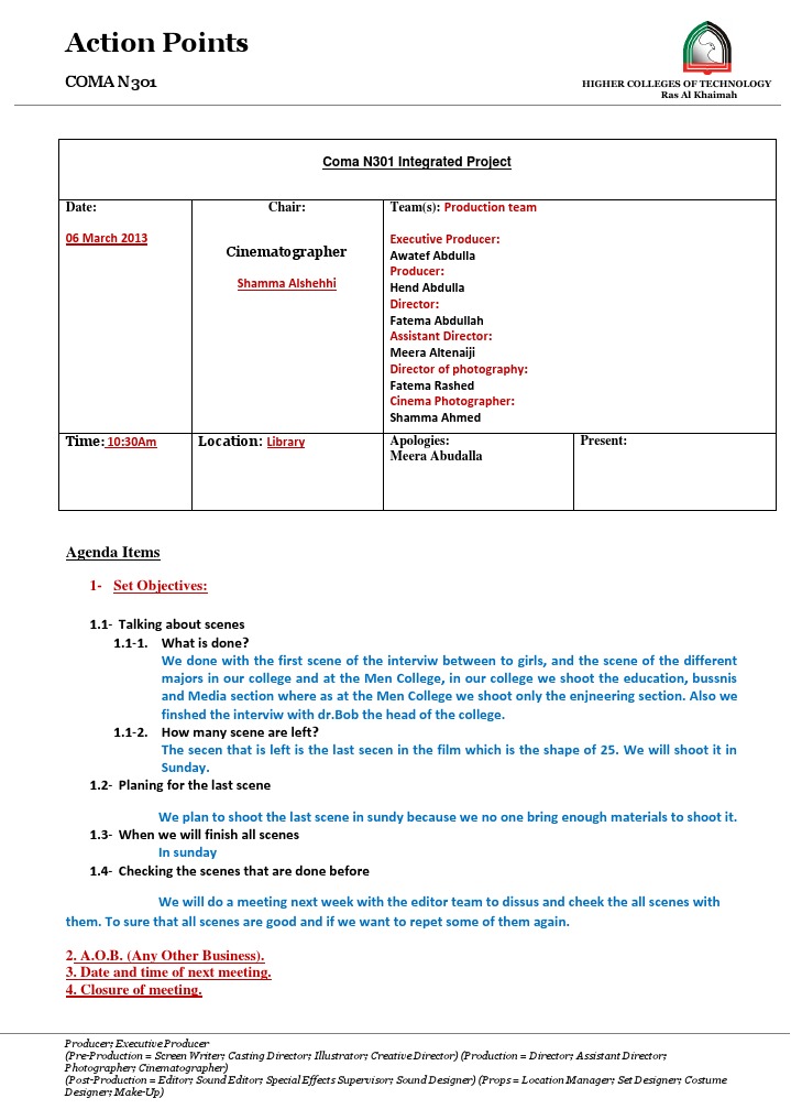 Action Point of Meeting - Week 4 - Meeting 1 Shamma | PDF | Art