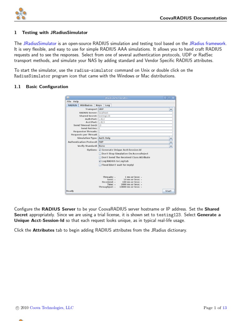 JRadiusSimulator RADIUS Testing Guide | PDF | Radius | Computer Network ...