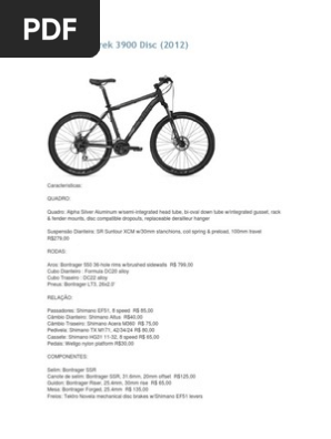 Trek 3900 Disc Specifications (2012) | PDF | Sports & Recreation