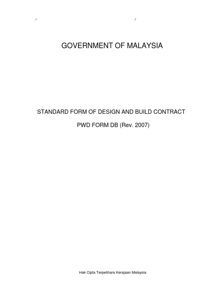 PWD Standard Design and Build Contract | PDF | Independent Contractor ...