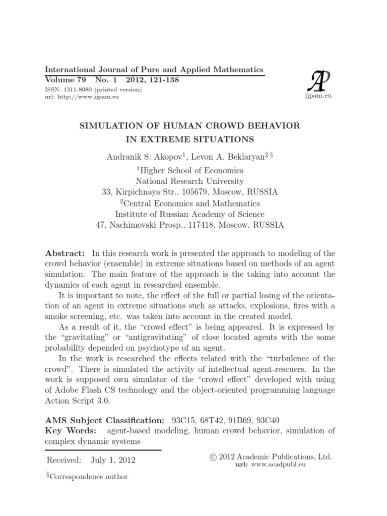 Modeling Crowd Behavior in Emergencies | PDF