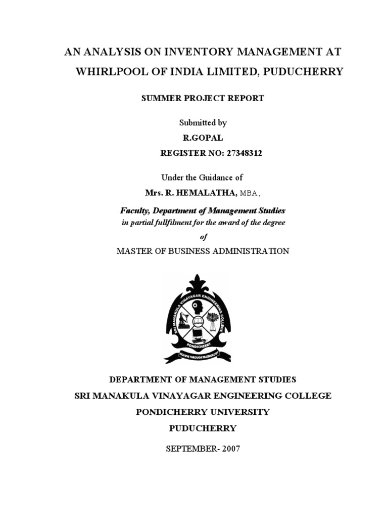 p-0767 - ANALYSIS ON INVENTORY MANAGEMENT | PDF | Business