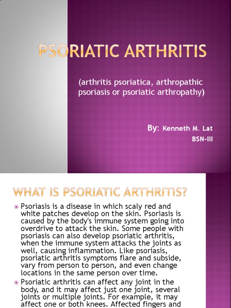 Arthritis psoriatica arthropathic psoriasis or psoriatic arthropathy