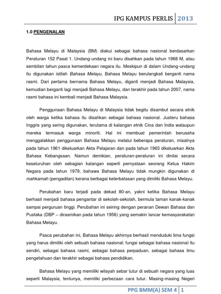 Contoh Pendahuluan Folio Bahasa Melayu Guru Paud