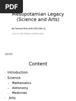 Mesopotamian Legacy (Science and Arts) : Siti Fatimah Binti Arifin 0911384