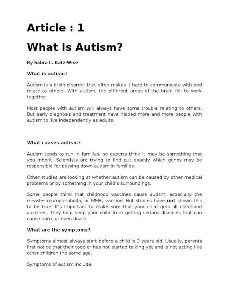 essay about autism