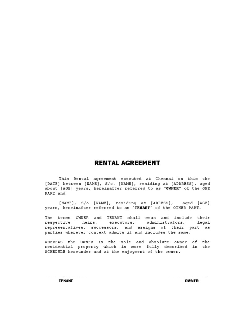 House Rental Agreement Format PDF Leasehold Estate Renting