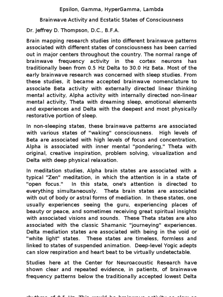 Ecstatic States of Consciousness | PDF | Electroencephalography ...