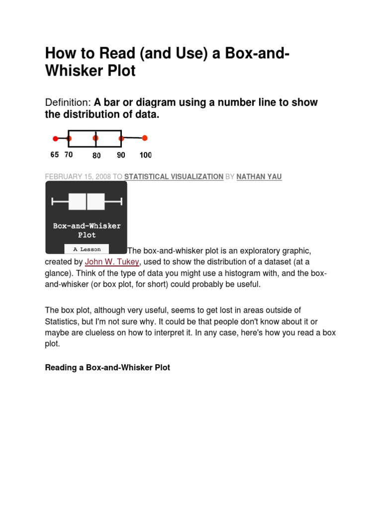 Box and Whisker Plot | PDF | Median | Statistical Analysis