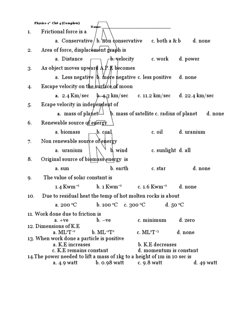 Test No# 4 (Complete) | PDF | Science & Mathematics