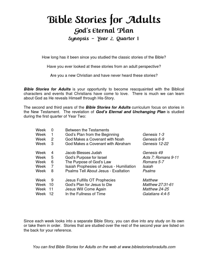 Bible Stories For Adults Godês Eternal Plan Download Free PDF