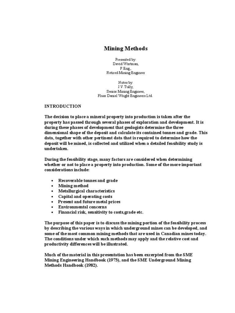 Mining Methods | PDF