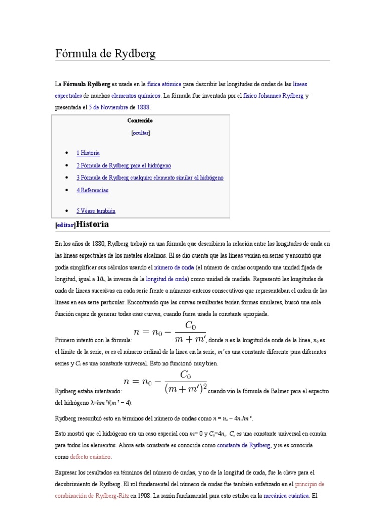 Fórmula de Rydberg | PDF