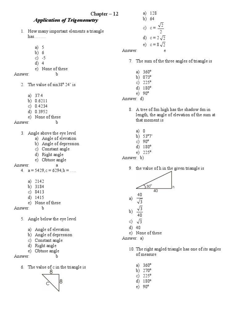 Chap # 12 Application of Trigonometry | PDF | Teaching Methods ...