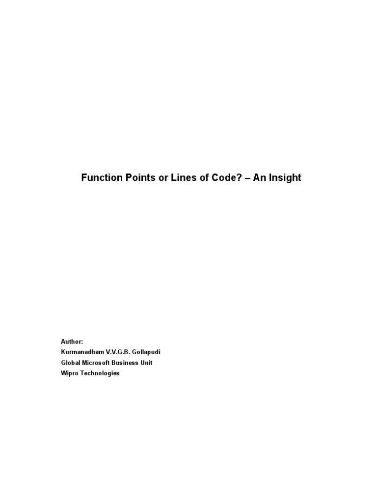 Function Points or Lines of Code | PDF | Computer Engineering ...