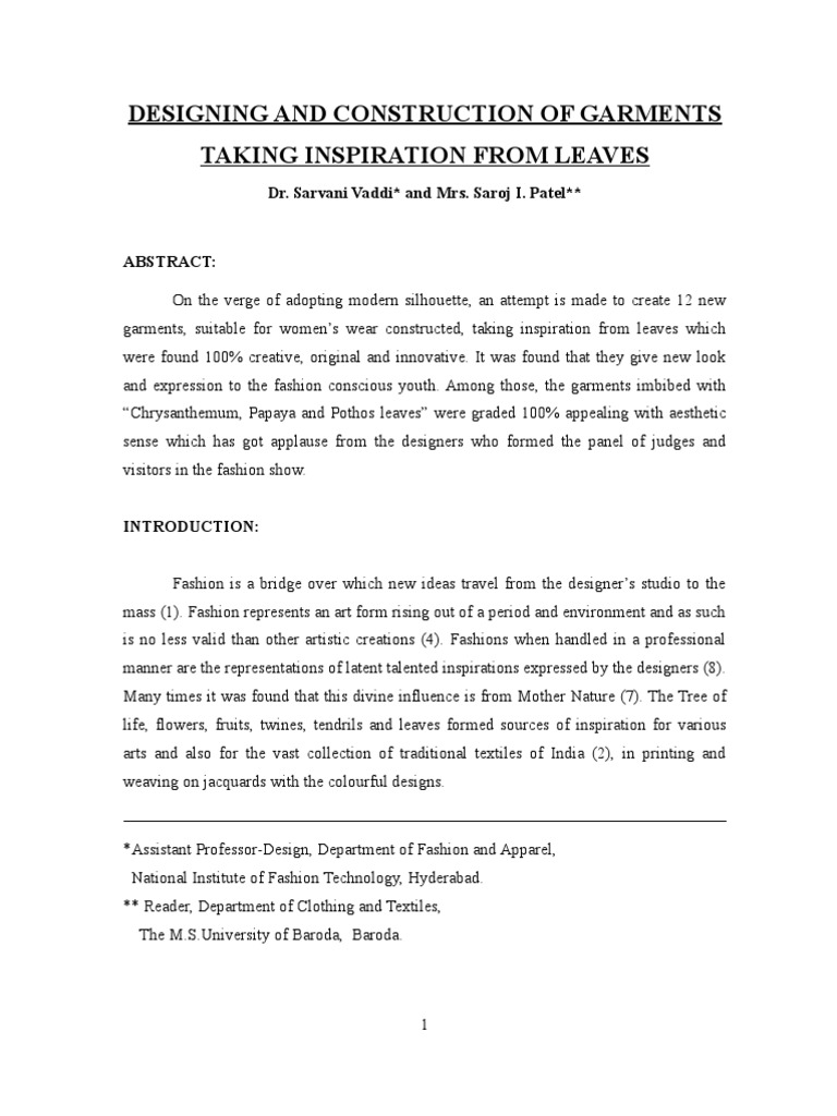 Innovative Garment Design from Leaves | PDF | Fashion | Clothing