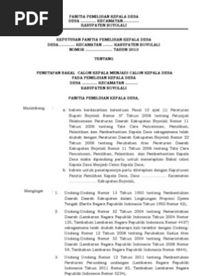Sk Penetapan Calon Kepala Desa