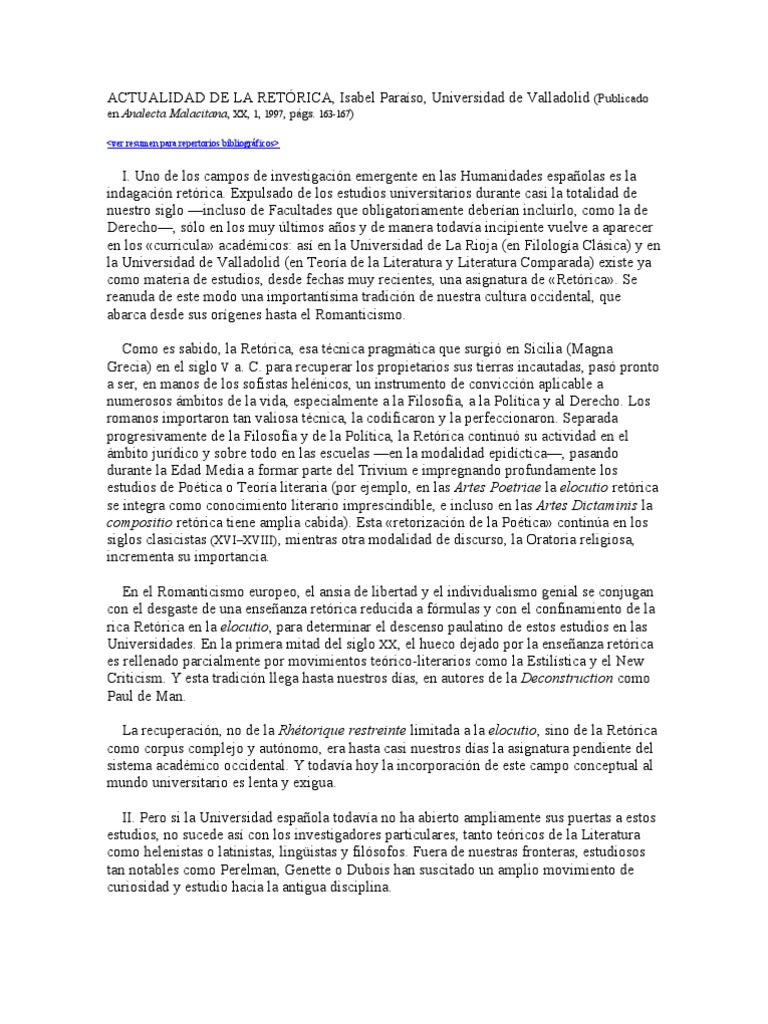 Actualidad De La Ret rica PDF Ret rica Argumento