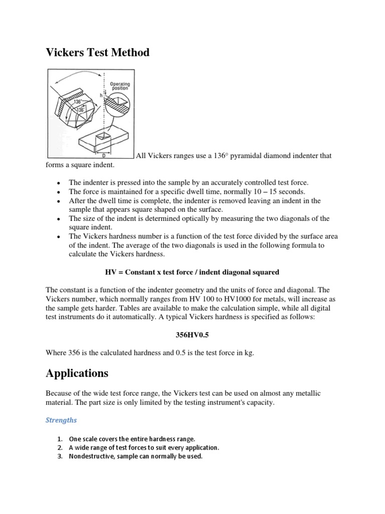 Vickers Test Method Hardness Heat Treating