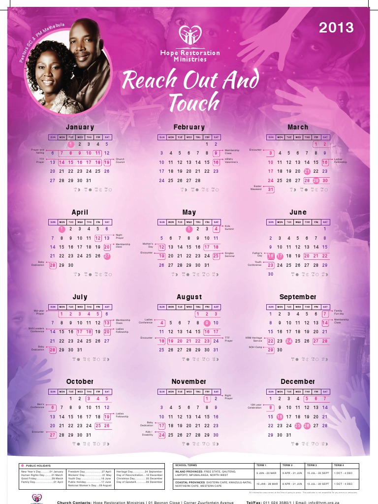 Hope Restoration Ministries Calendar 2013 Holidays Observances