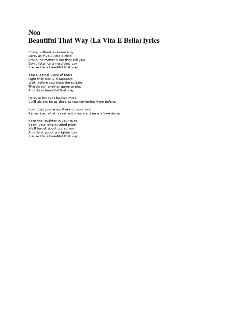 Life Is Beautiful That Way La Vita E Bella