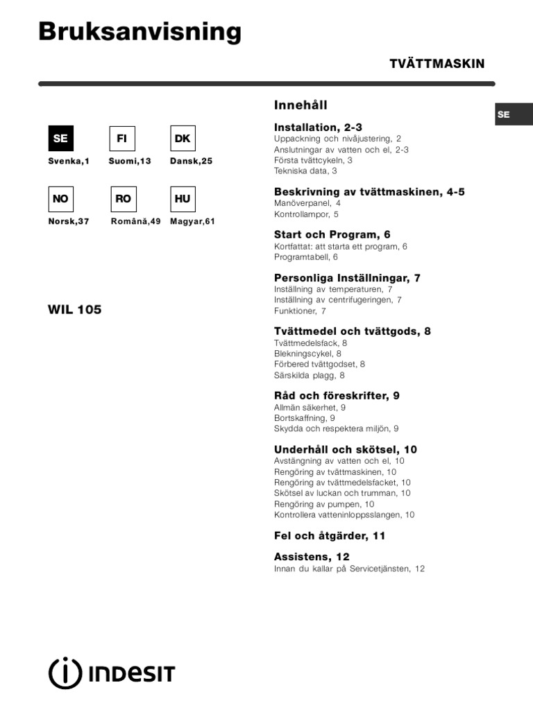 Manual de Utilizare Indesit WIL 105 | PDF