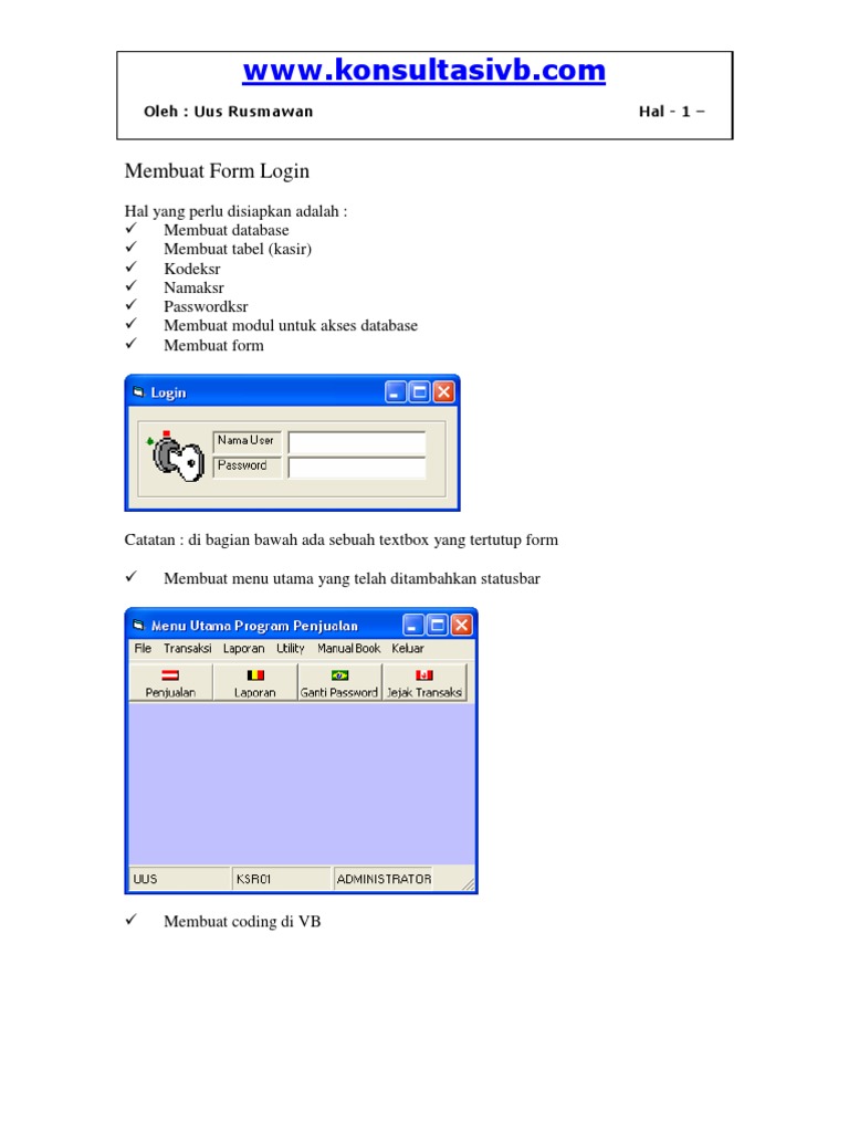 Tutorial Membuat Form Login VB | PDF